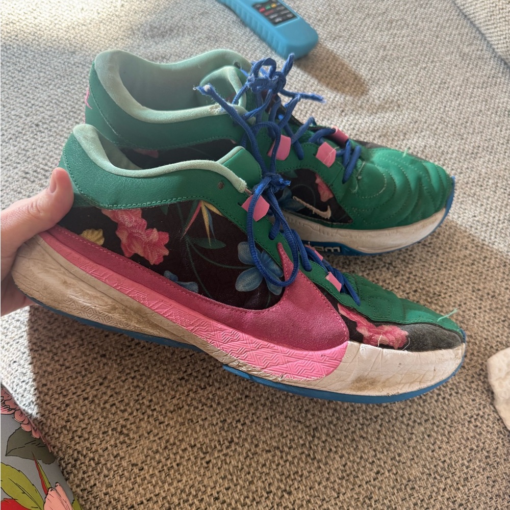 Nike Air Zoom Freak 5 Green and Pink Floral Sneakers